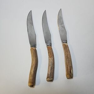 HOFFRITZ Made In ENGLEND Antler Horn Stag Handle Knife - Set Of 3
